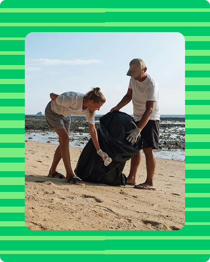 Beach cleanup activity