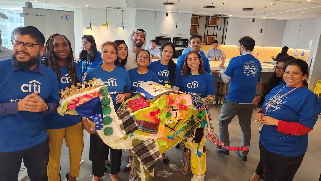 citi bank employee posing with creative work