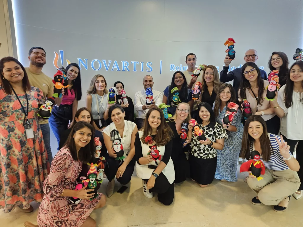 people poses with toys in their hands