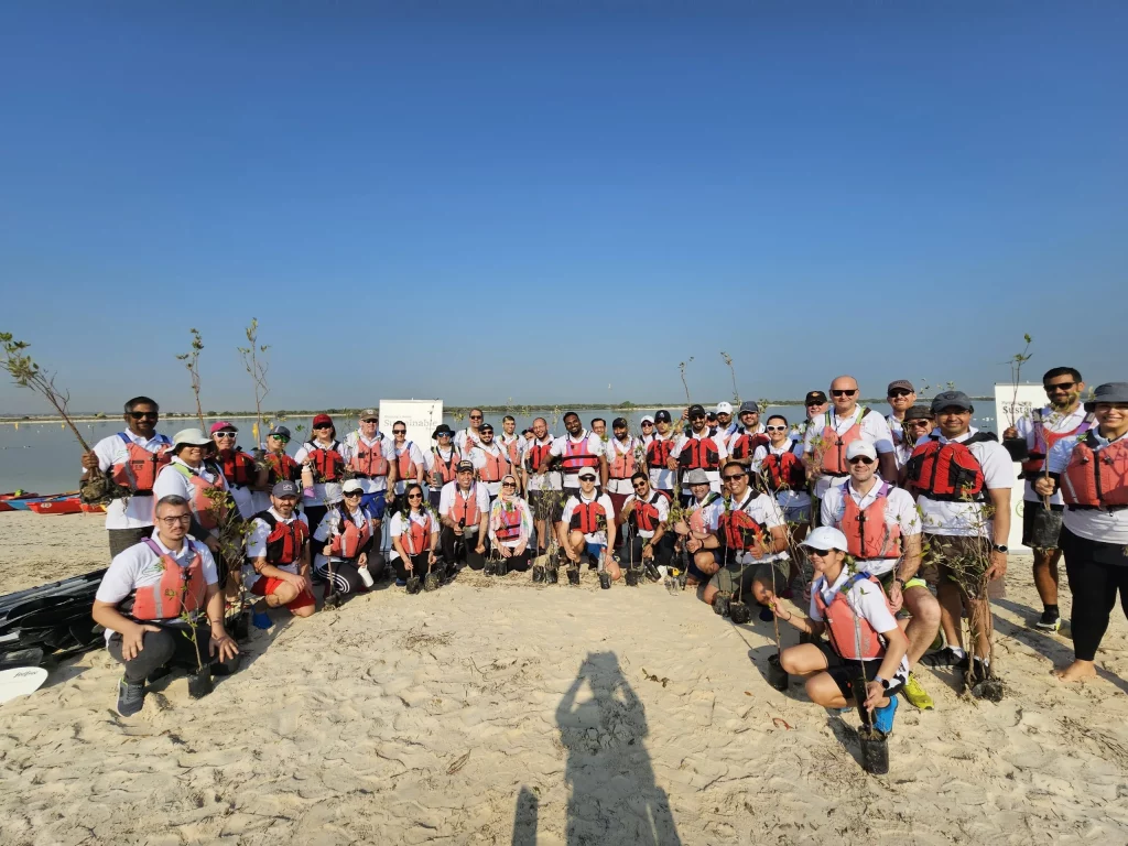 all men are ready for kayaking activity in abu dhabi