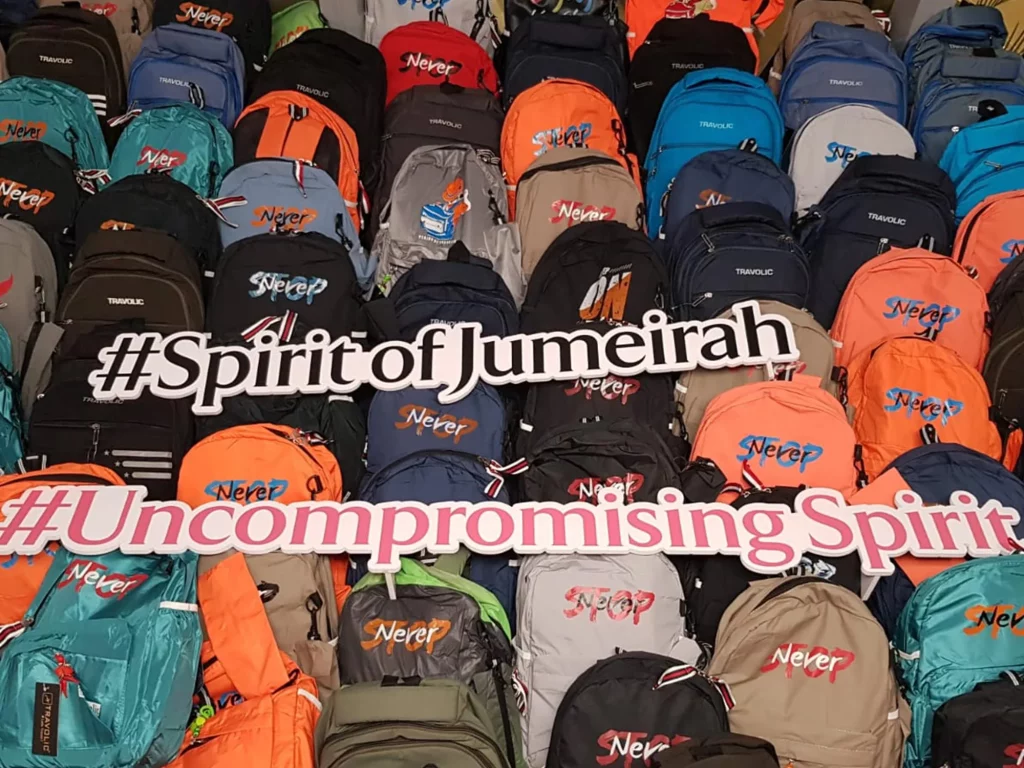 collection of school bags for needy childrens in spirit of jumeirah week